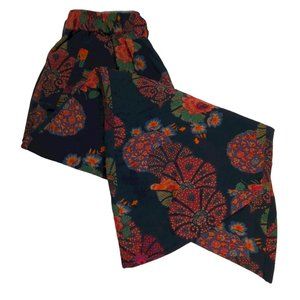 NWOT Gracila Capri Pants - Navy Blue w/ Rose Floral Pattern & Tulip Bottom Hem